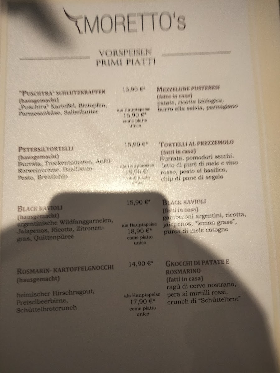 Moretto's Steakhouse Photo Menu 5