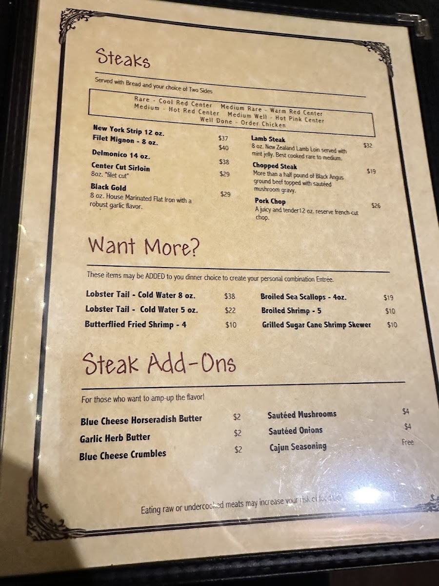 The Steak House Photo Menu 4