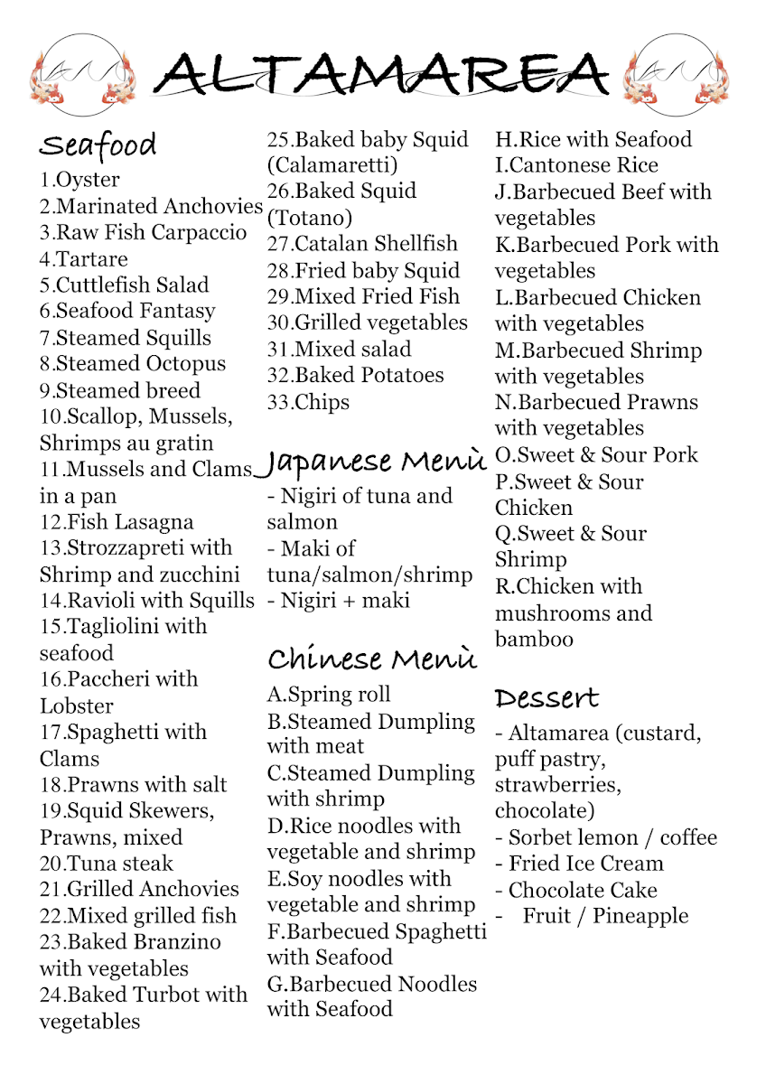 Ristorante Altamarea Photo Menu 1