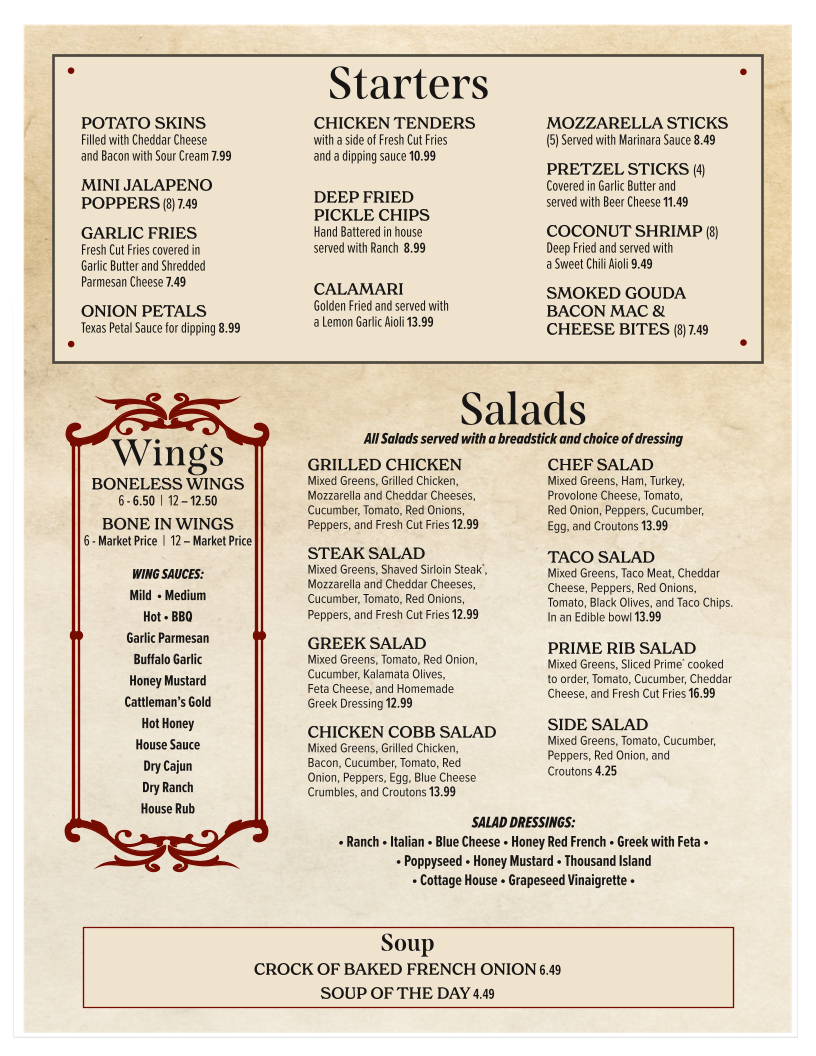 The Cottage House Restaurant Photo Menu 2