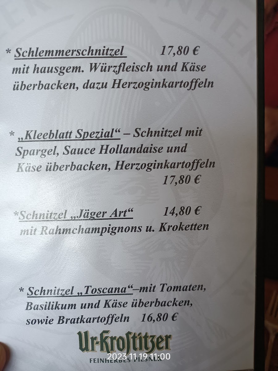 Gaststätte 'Zum Kleeblatt' Photo Menu 1