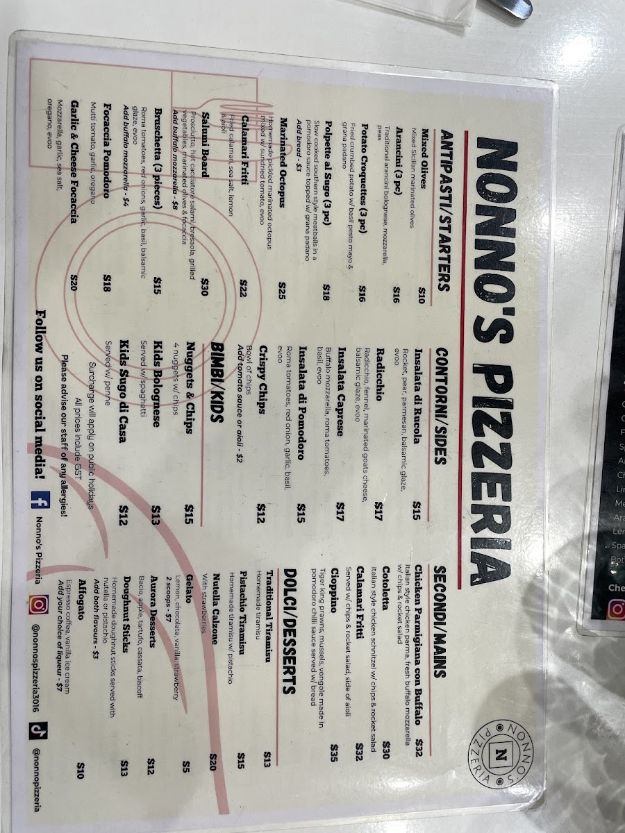Nonno's Pizzeria Photo Menu 10