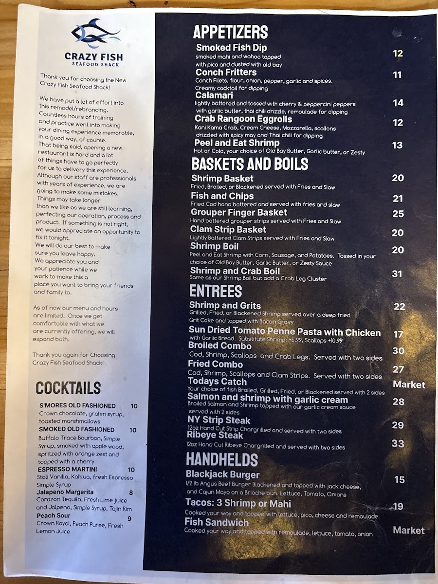 Crazy Fish Seafood Shack Photo Menu 3