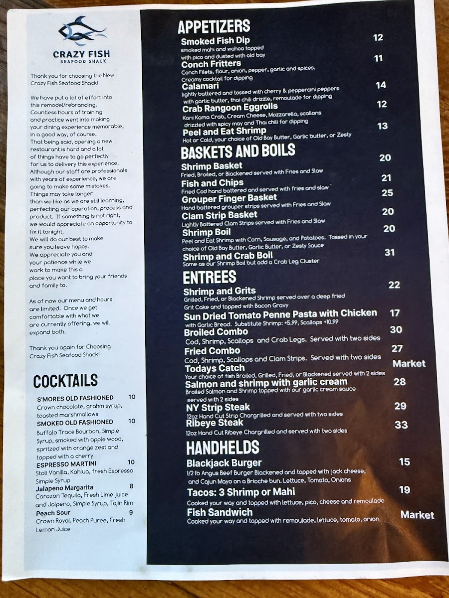 Crazy Fish Seafood Shack Photo Menu 4