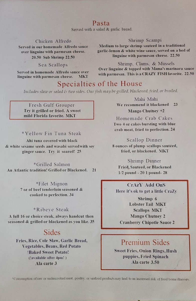 Crazy Fish Seafood Shack Photo Menu 6