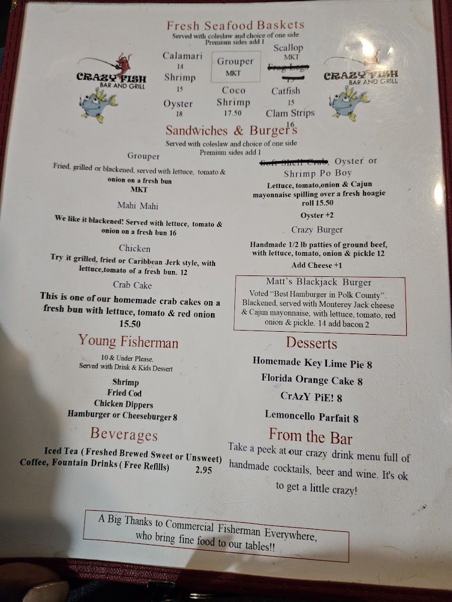 Crazy Fish Seafood Shack Photo Menu 8