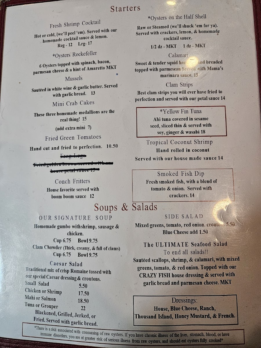 Crazy Fish Seafood Shack Photo Menu 9