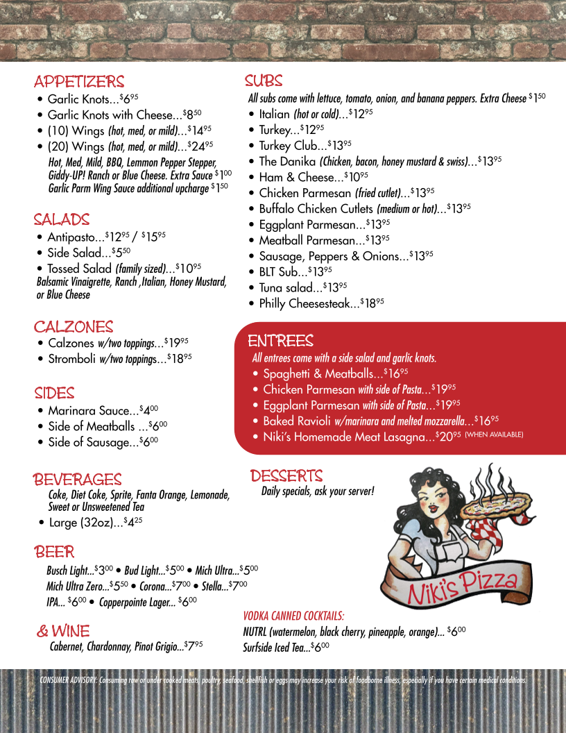 Niki’s Pizza Photo Menu 1