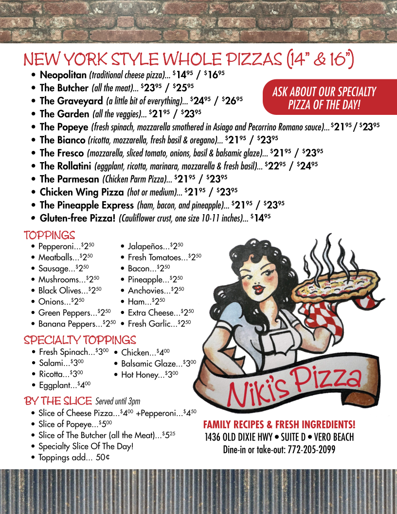 Niki’s Pizza Photo Menu 2