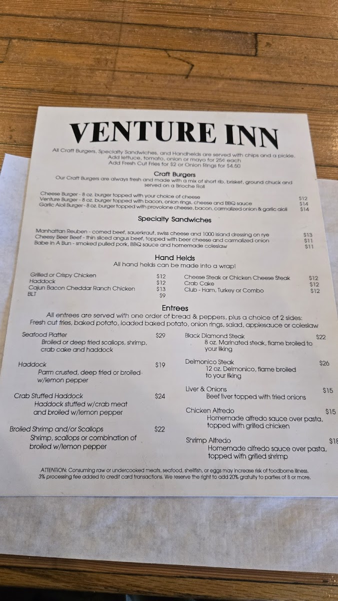 Venture Inn Photo Menu 1