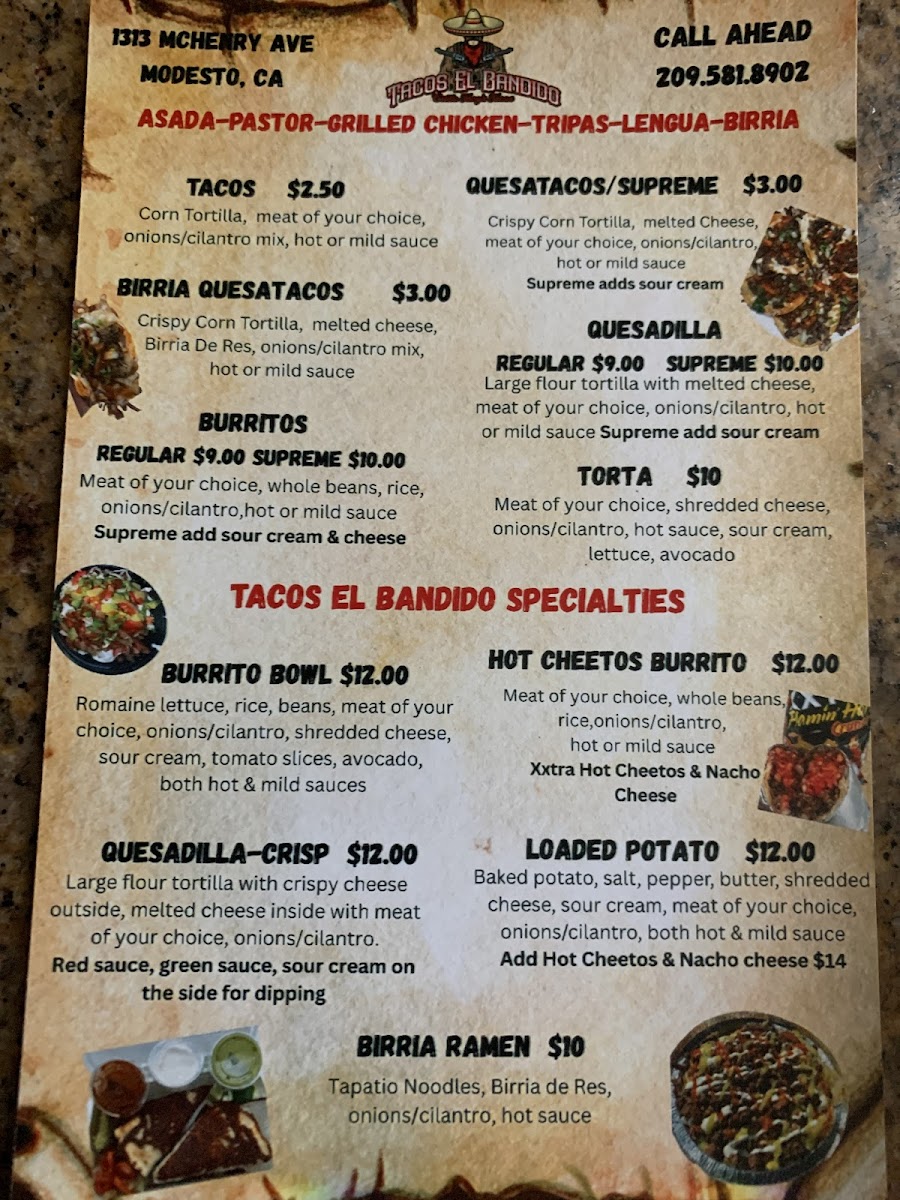 Tacos El Bandido Photo Menu 1