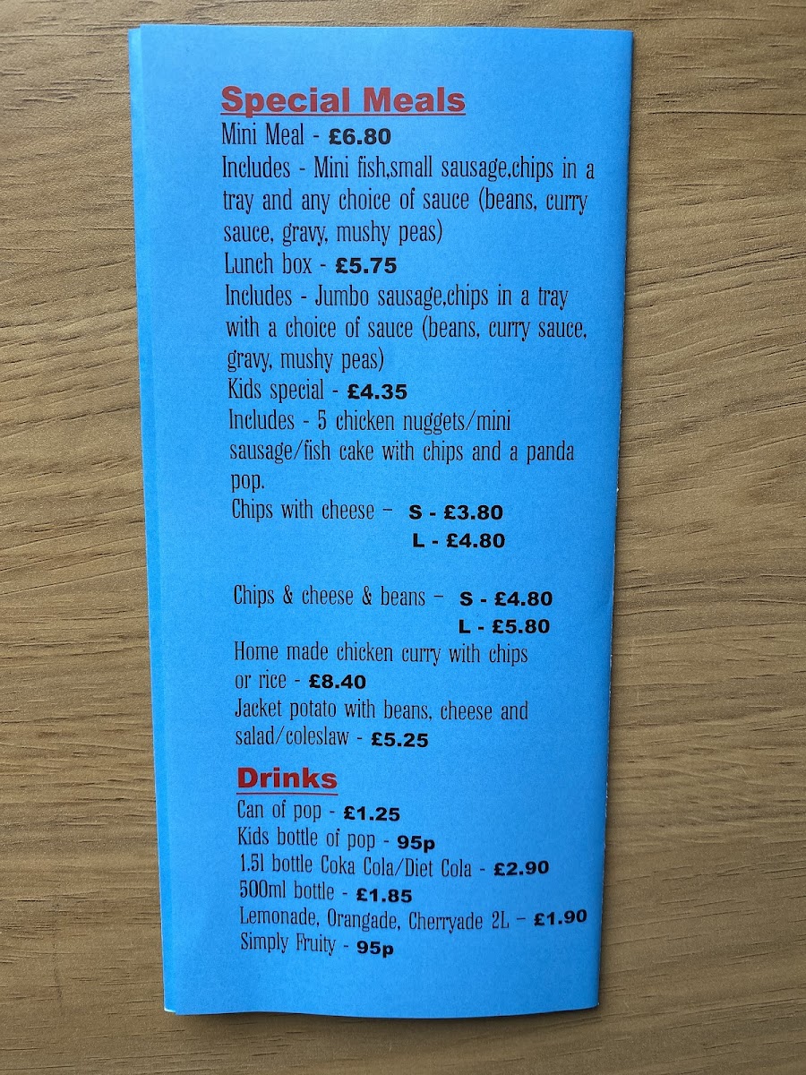 The Quality Fish Bar Photo Menu 3