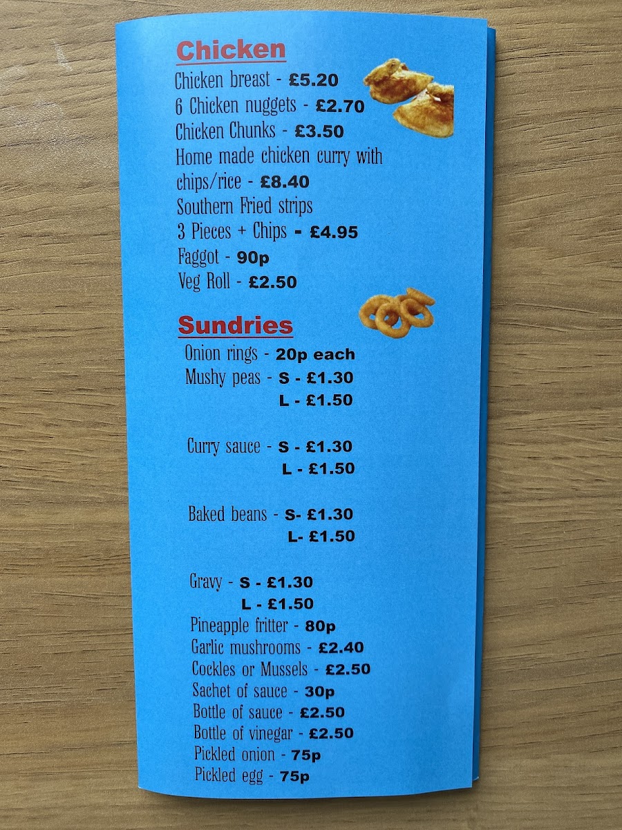 The Quality Fish Bar Photo Menu 4