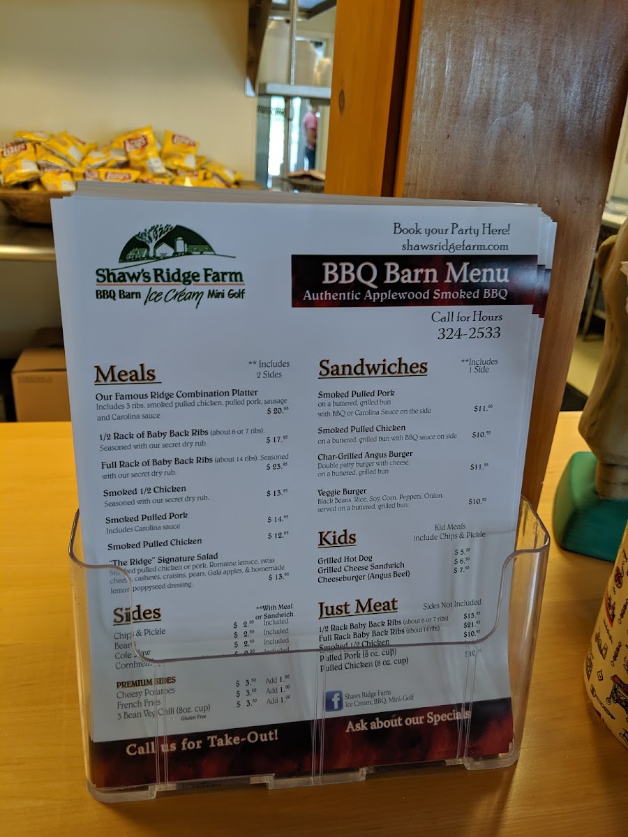 Shaw's Ridge Farm Ice Cream, BBQ & Mini-Golf Photo Menu 2