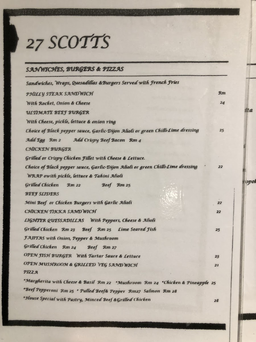 27 Scotts , Bangsar Shopping Centre, KL Photo Menu 1