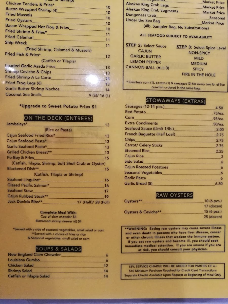 Claws Restaurant Photo Menu 4