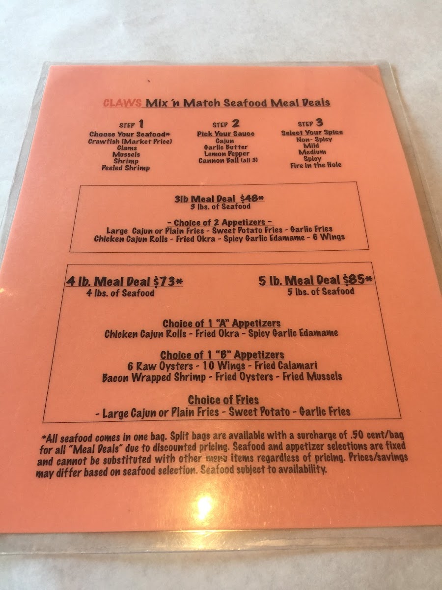 Claws Restaurant Photo Menu 8