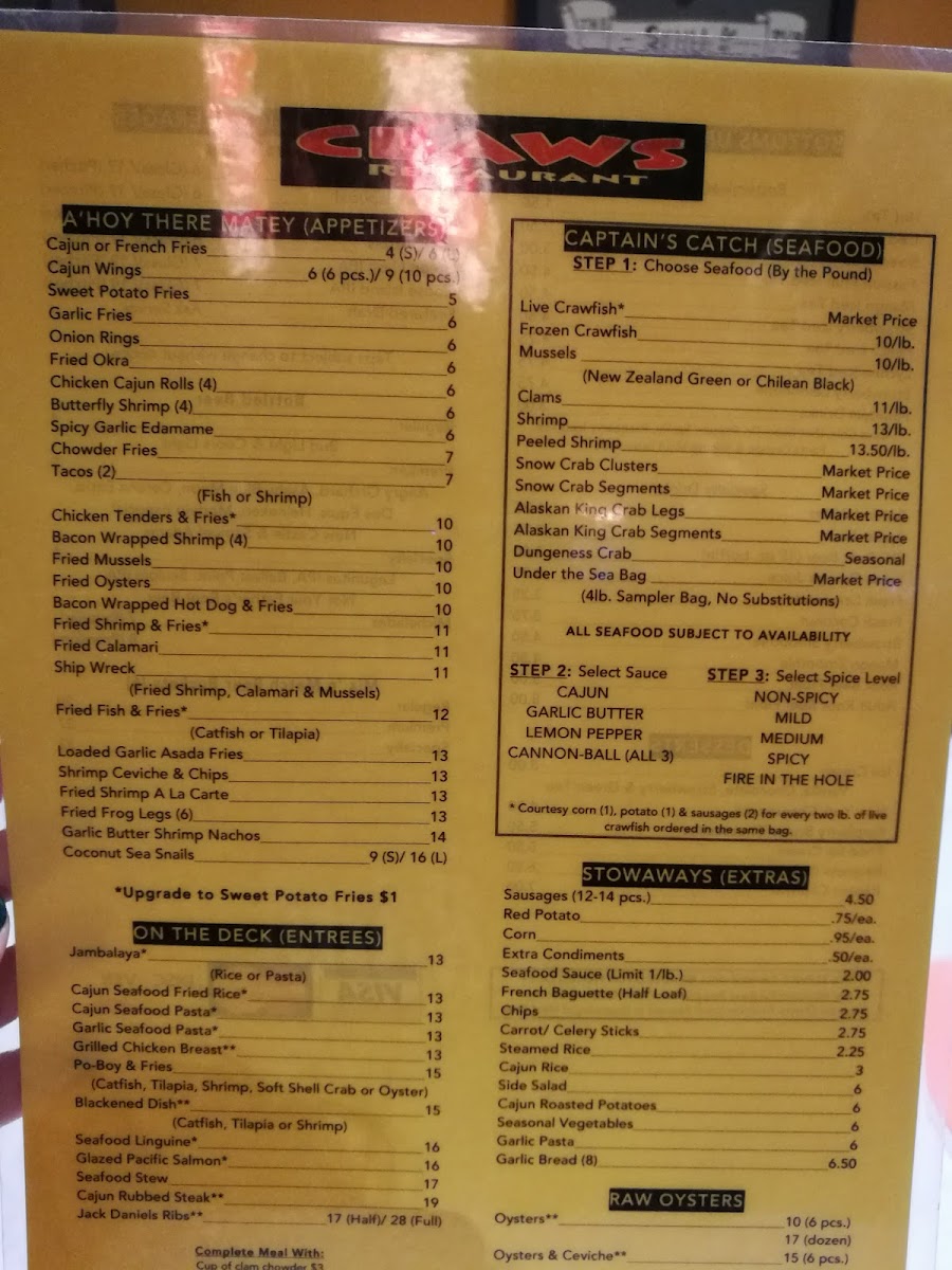 Claws Restaurant Photo Menu 9
