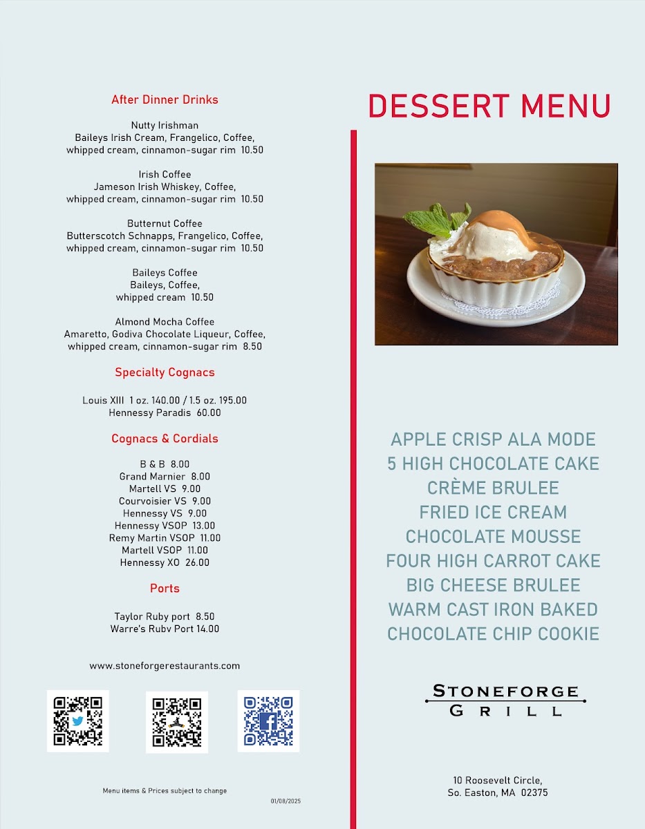Stoneforge Grill, Easton MA Photo Menu 3