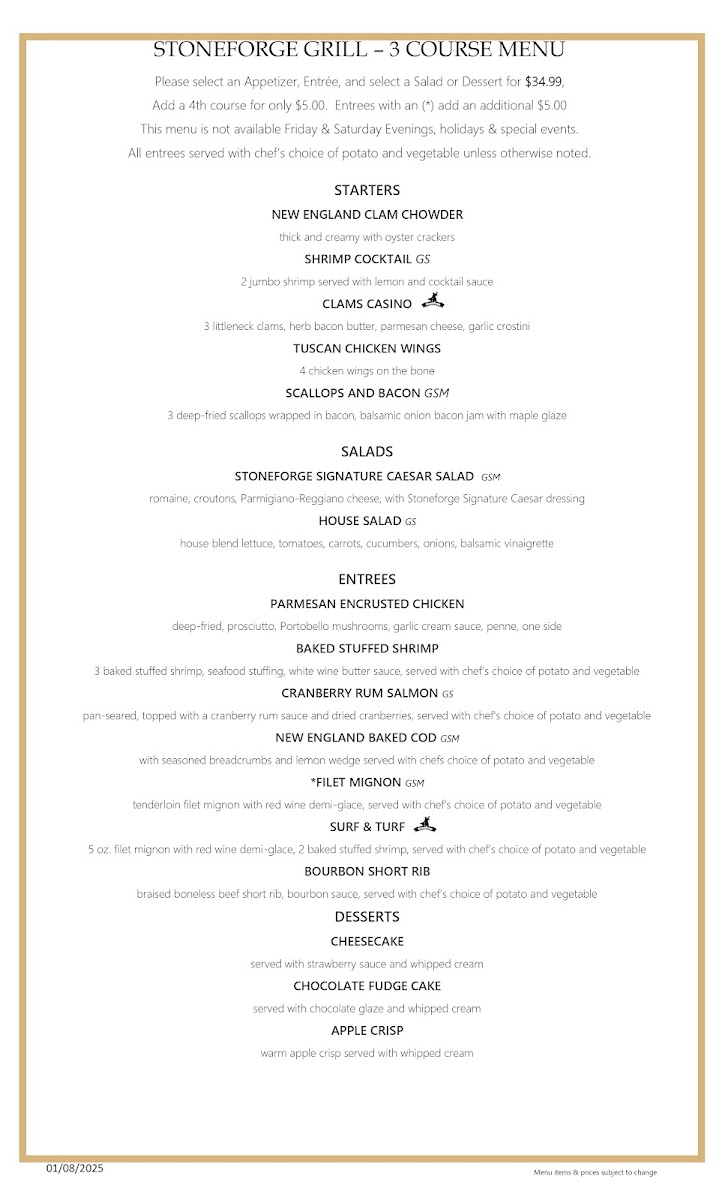 Stoneforge Grill, Easton MA Photo Menu 9
