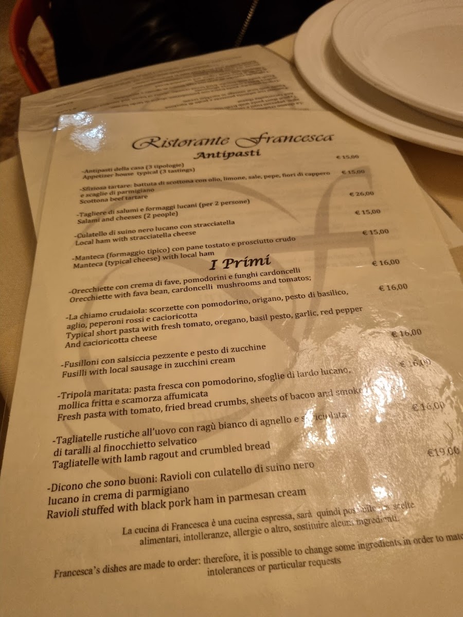 Ristorante Francesca Photo Menu 1