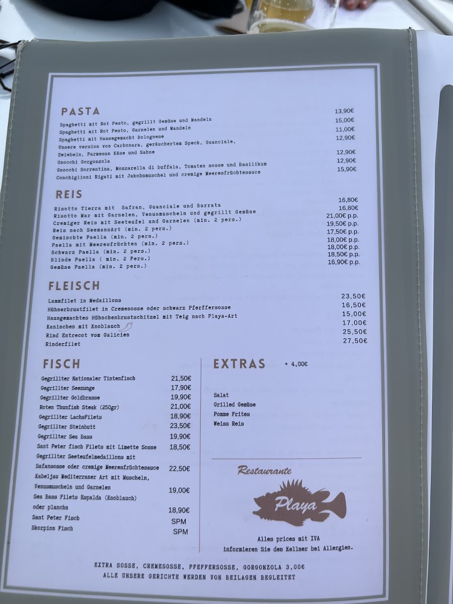 Restaurante Playa ( Colonia de sant Pere) Photo Menu 1