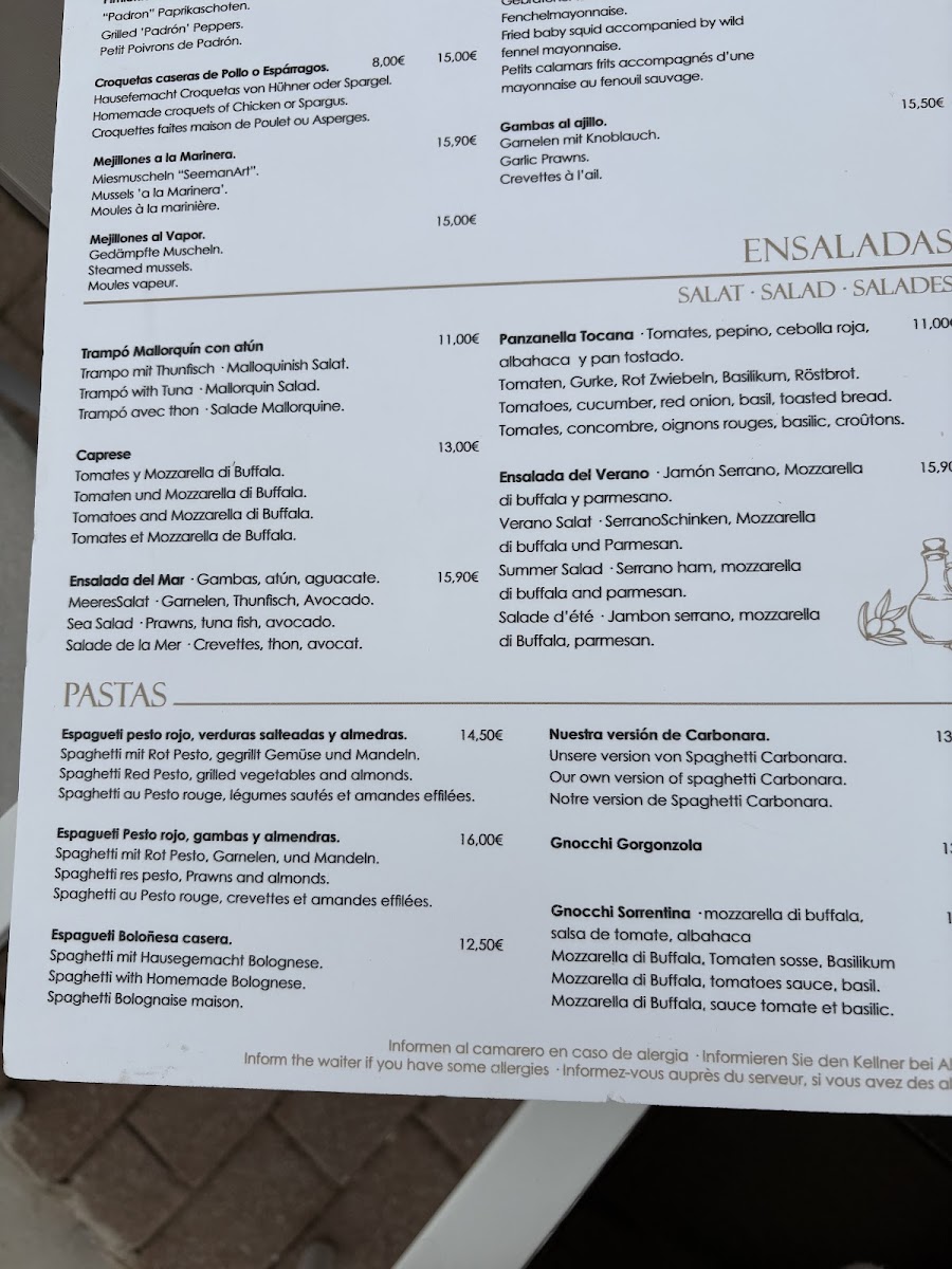 Restaurante Playa ( Colonia de sant Pere) Photo Menu 4