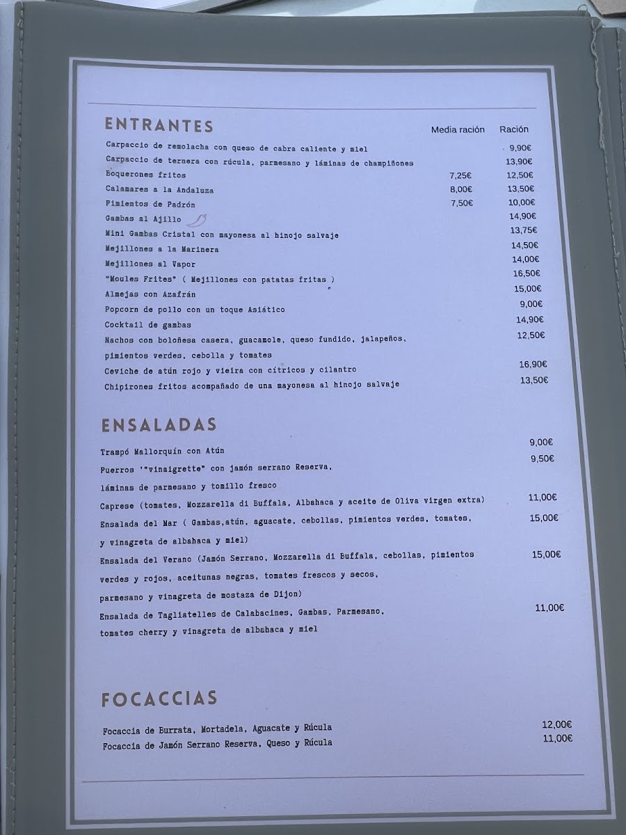Restaurante Playa ( Colonia de sant Pere) Photo Menu 6