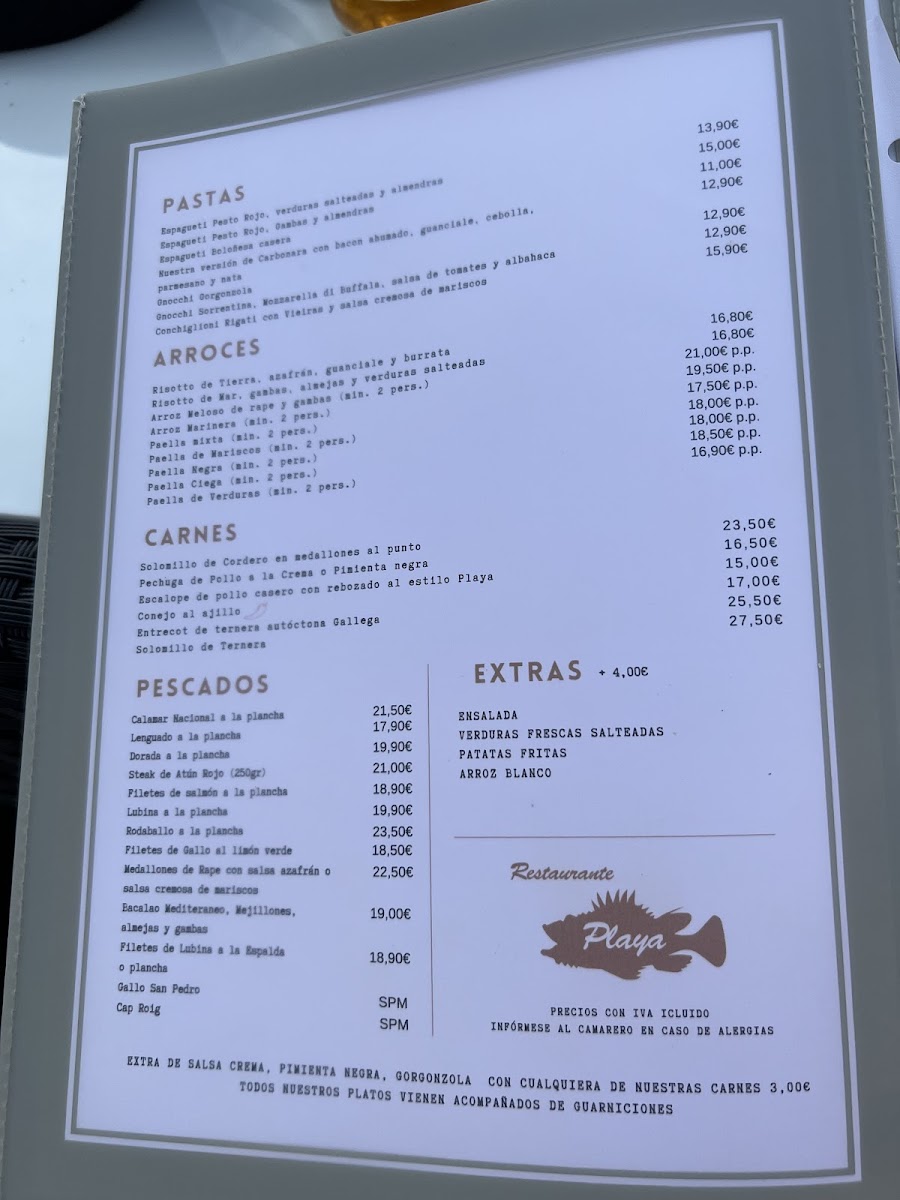 Restaurante Playa ( Colonia de sant Pere) Photo Menu 7