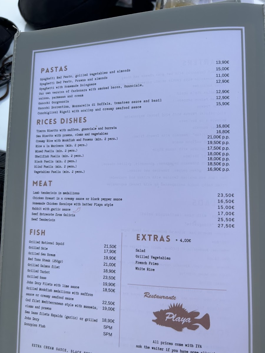 Restaurante Playa ( Colonia de sant Pere) Photo Menu 9