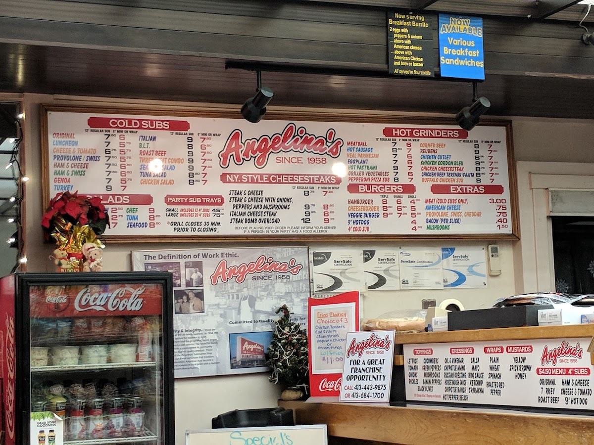Angelina's Submarine Shops Photo Menu 1