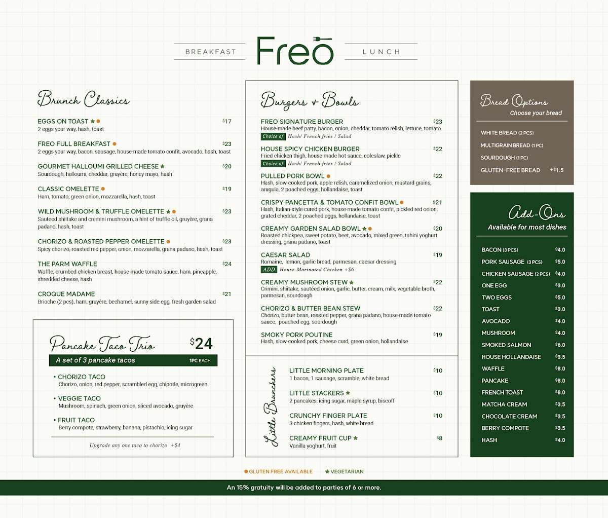 Freo Breakfast & Lunch Photo Menu 1
