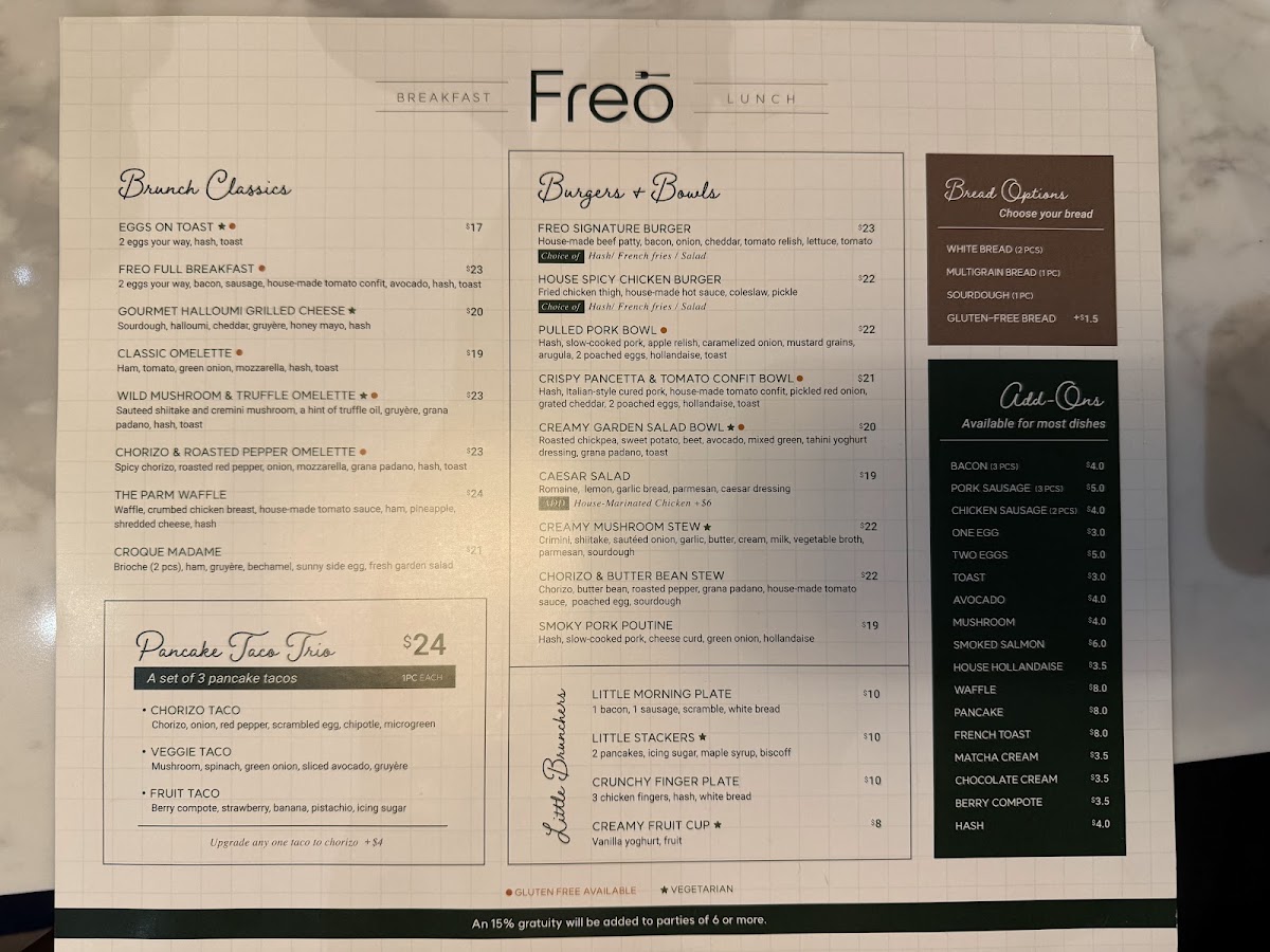Freo Breakfast & Lunch Photo Menu 4