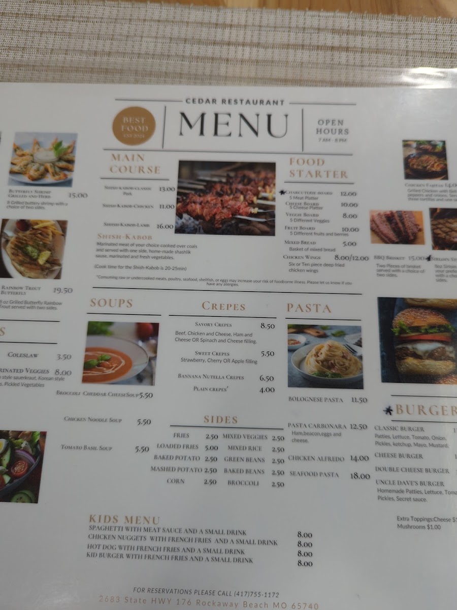 Cedar Restaurant Photo Menu 7