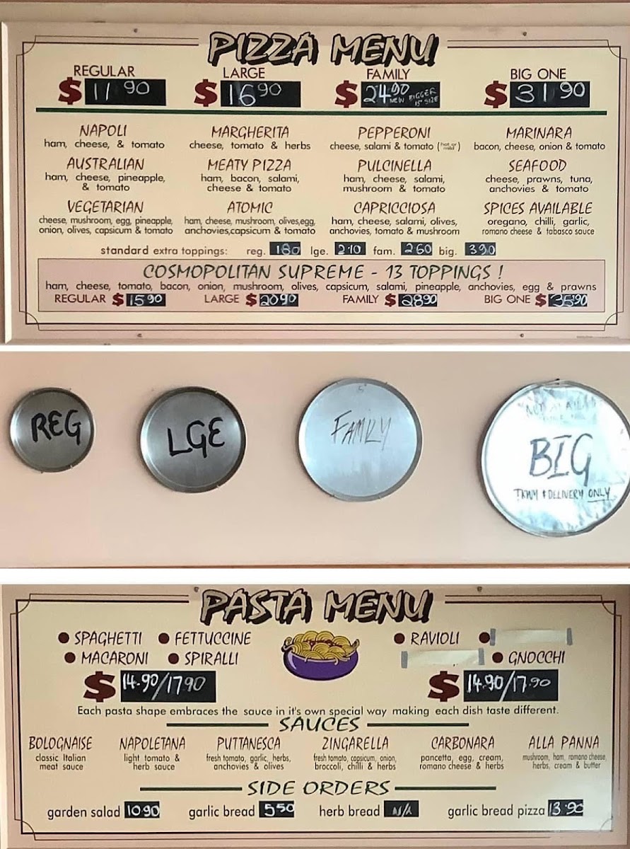 Cosmopolitan Pizzeria & Pasta Kitchen Photo Menu 1