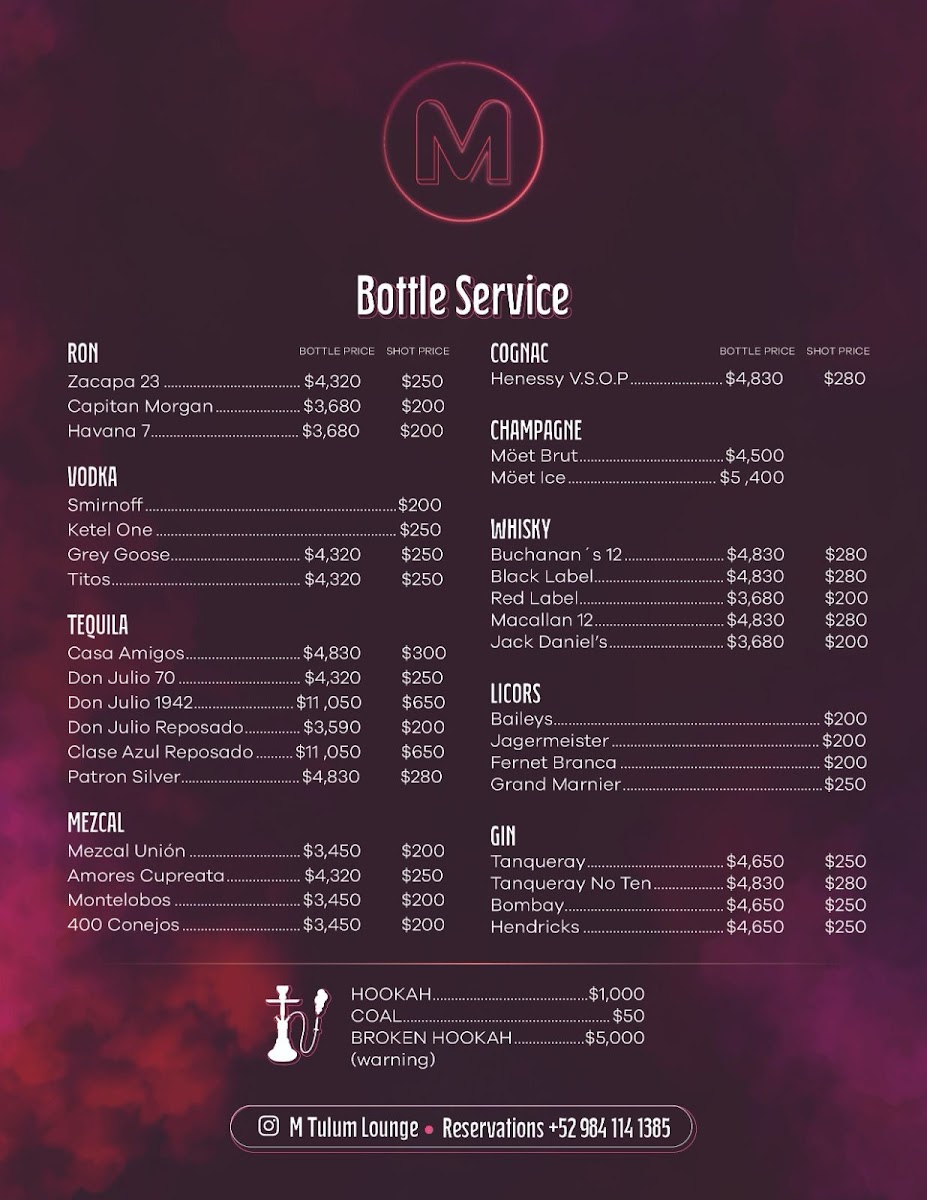 M tulum Hookah & Pool Lounge Photo Menu 1