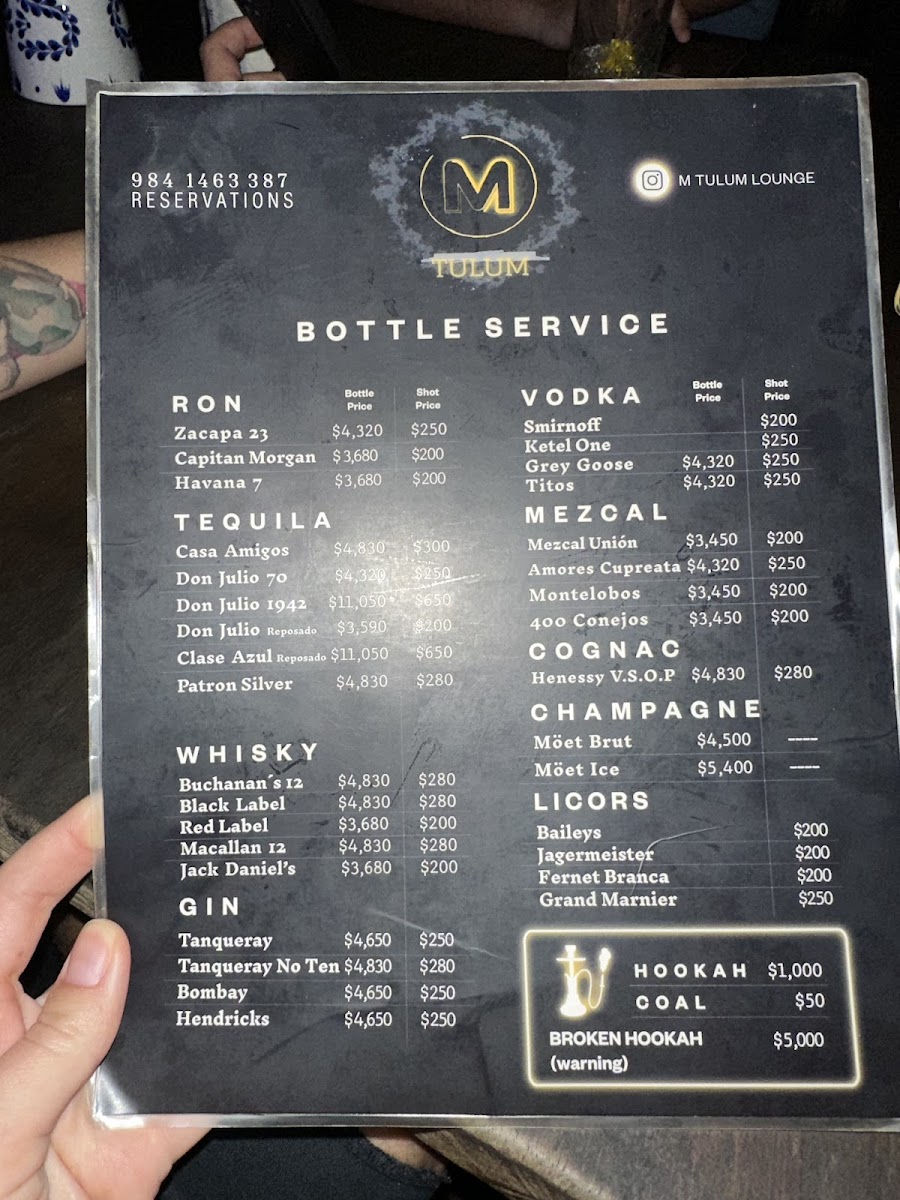 M tulum Hookah & Pool Lounge Photo Menu 6