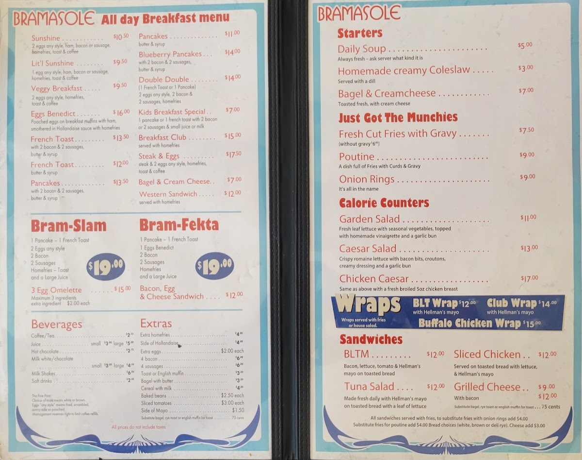 Bramasole Diner Photo Menu 1