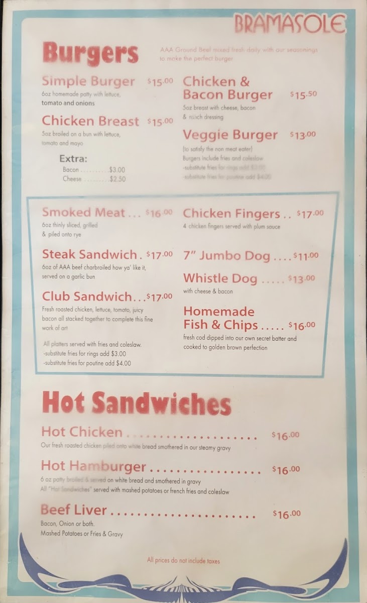 Bramasole Diner Photo Menu 2