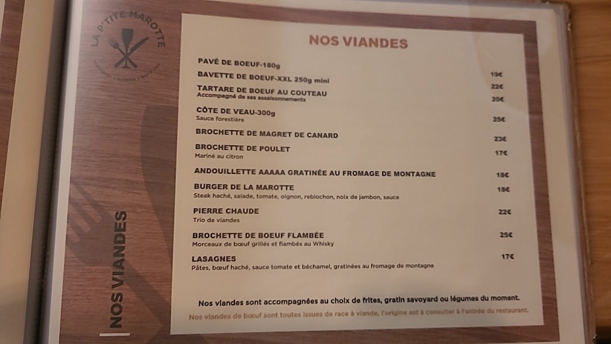 LA P'TITE MAROTTE Photo Menu 3