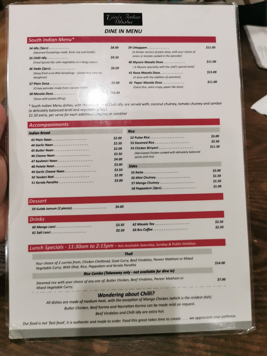Vino's Indian Dhaba Photo Menu 10