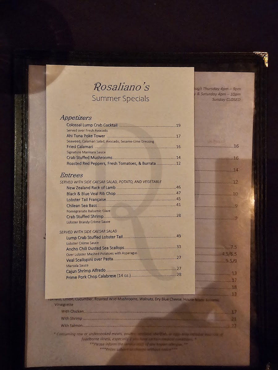 Rosaliano's Photo Menu 1