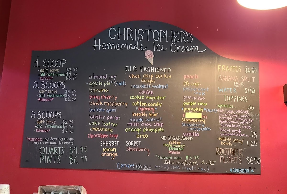 Christopher's Homemade Ice Cream Photo Menu 1