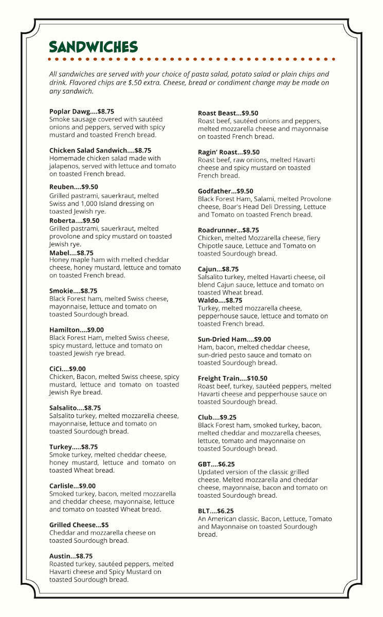 Poplar Dawg's Eatery Photo Menu 1