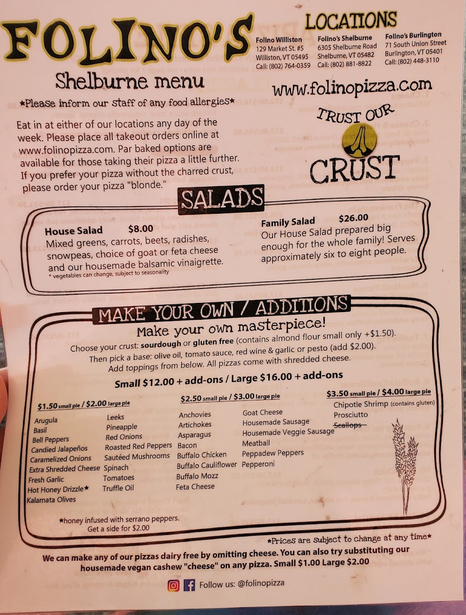 Folino's Pizza - Shelburne Photo Menu 3