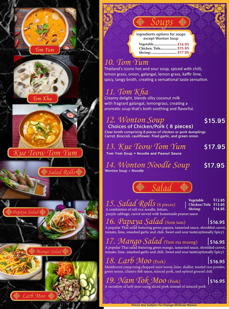 Thai Thai Food Restaurant Photo Menu 2