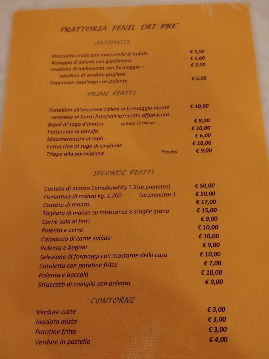 Trattoria Fenil Dei Pre' Photo Menu 1