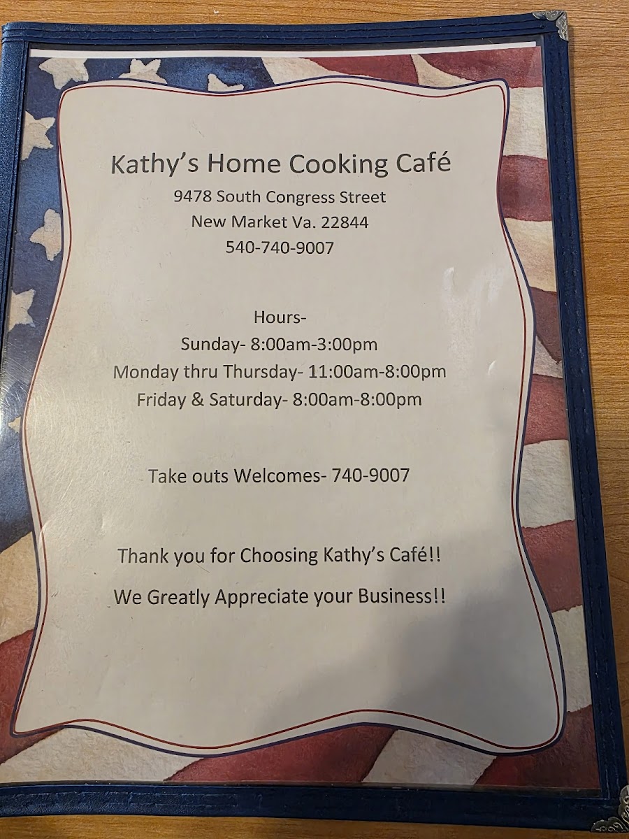 Kathy's Home Cooking Cafe Photo Menu 6