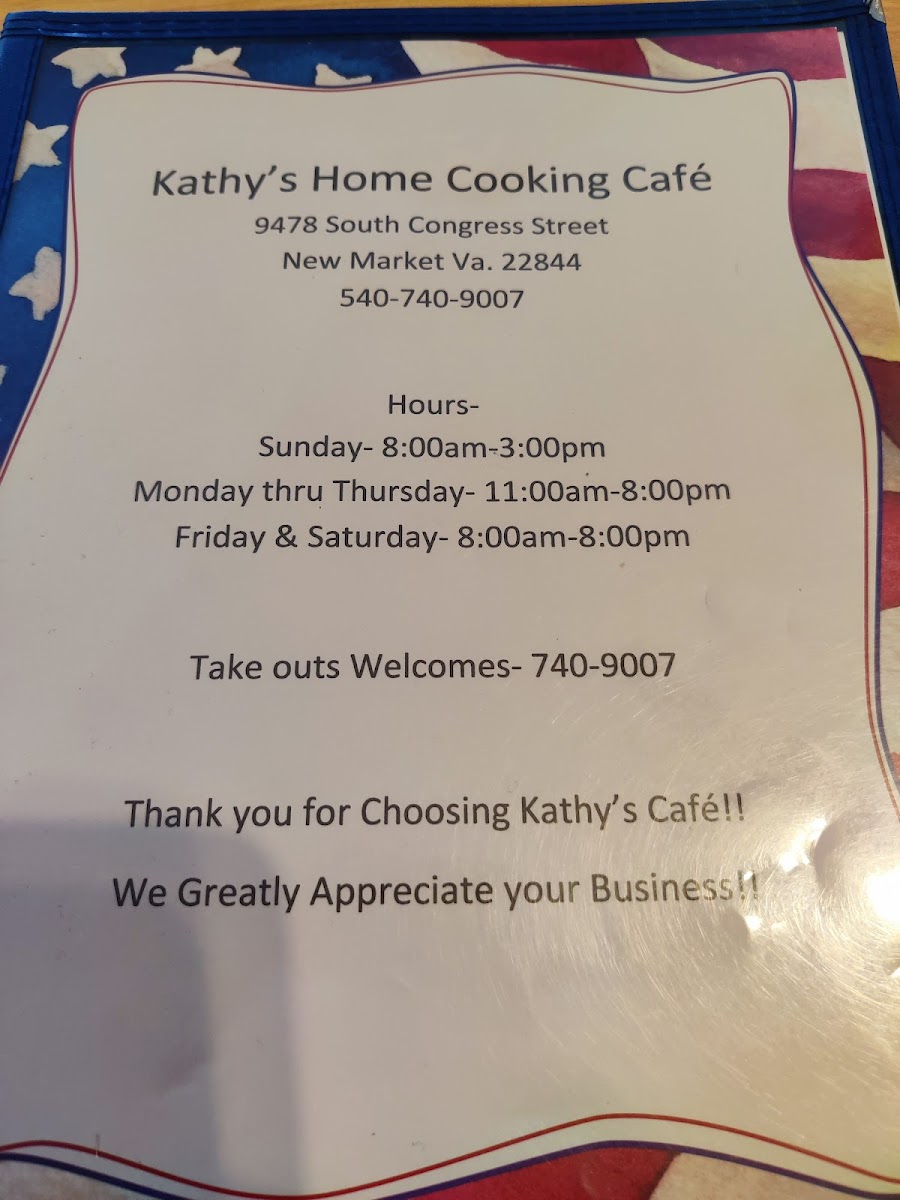 Kathy's Home Cooking Cafe Photo Menu 7