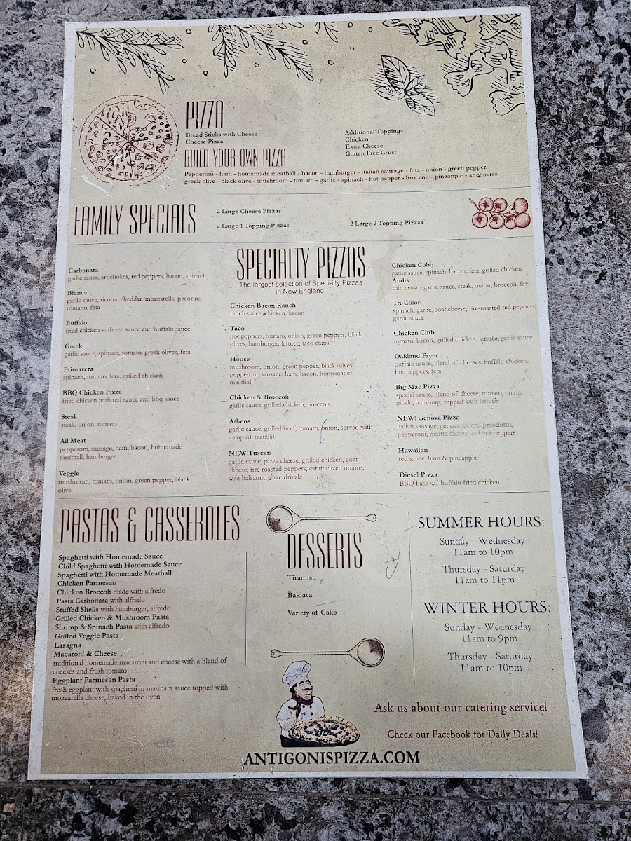 Antigoni’s Pizza Photo Menu 1